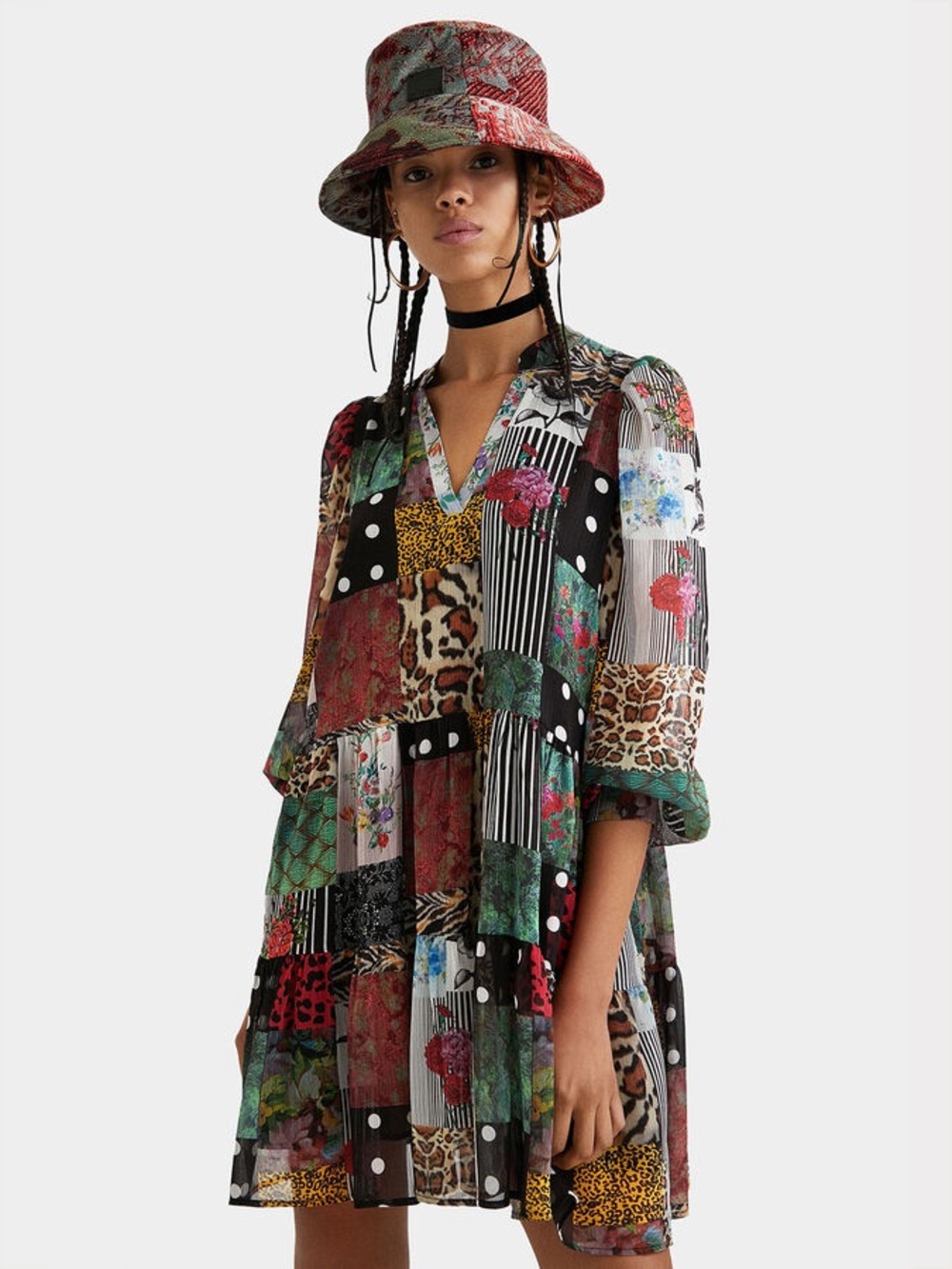 Desigual Multicolor Patchwork Mini Dress